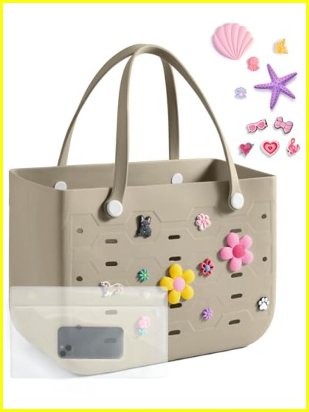Waterproof EVA Beach Tote Bag for Women - Sandproof, Washable, Large Casual